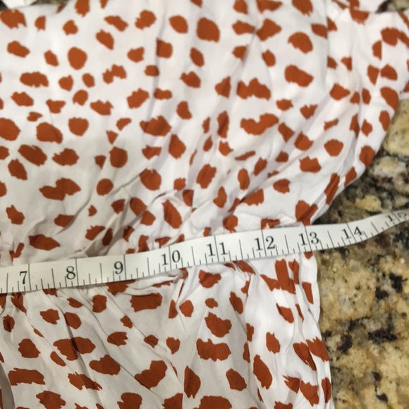 Polkadot dress in beige/brown dots. Blue drops 5/9 - Picture 5 of 11